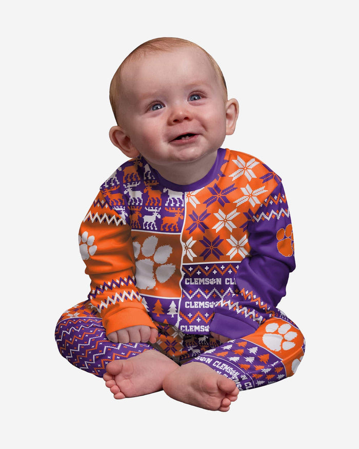 Clemson Tigers Infant Busy Block Family Holiday Pajamas FOCO 12 mo - FOCO.com