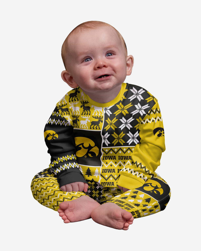 Iowa Hawkeyes Infant Busy Block Family Holiday Pajamas FOCO 12 mo - FOCO.com