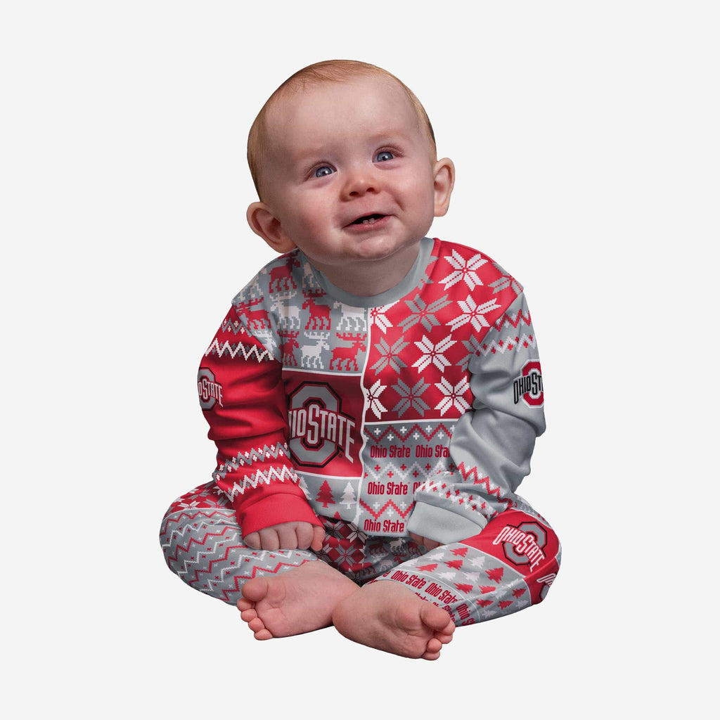 Ohio State Buckeyes Infant Busy Block Family Holiday Pajamas FOCO 12 mo - FOCO.com