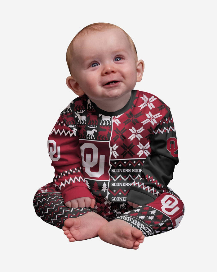 Oklahoma Sooners Infant Busy Block Family Holiday Pajamas FOCO 12 mo - FOCO.com