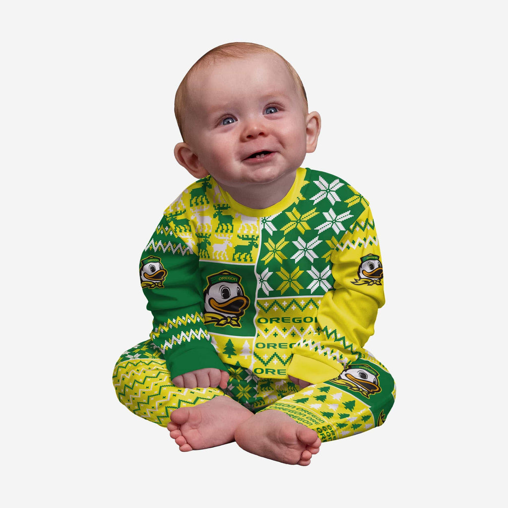 Oregon Ducks Infant Busy Block Family Holiday Pajamas FOCO 12 mo - FOCO.com