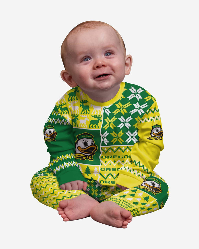Oregon Ducks Infant Busy Block Family Holiday Pajamas FOCO 12 mo - FOCO.com