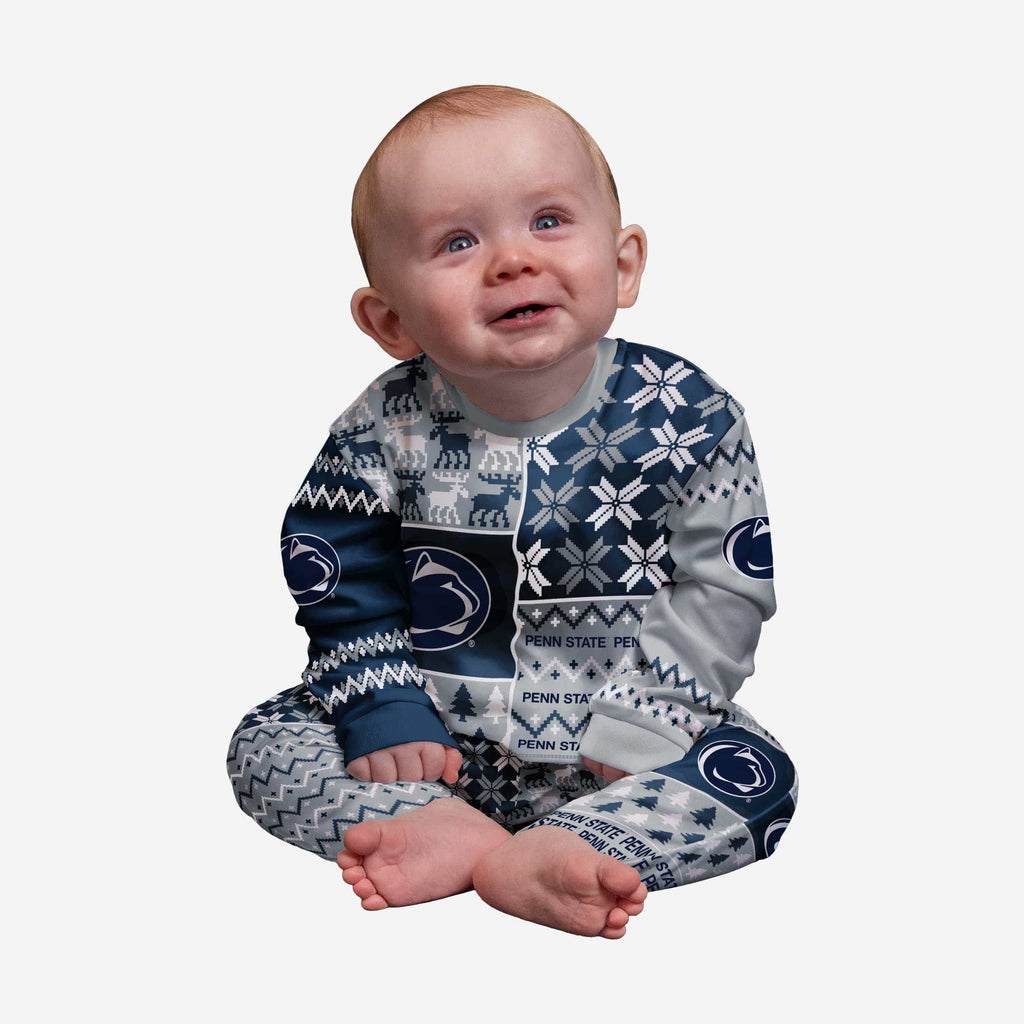 Penn State Nittany Lions Infant Busy Block Family Holiday Pajamas FOCO 12 mo - FOCO.com