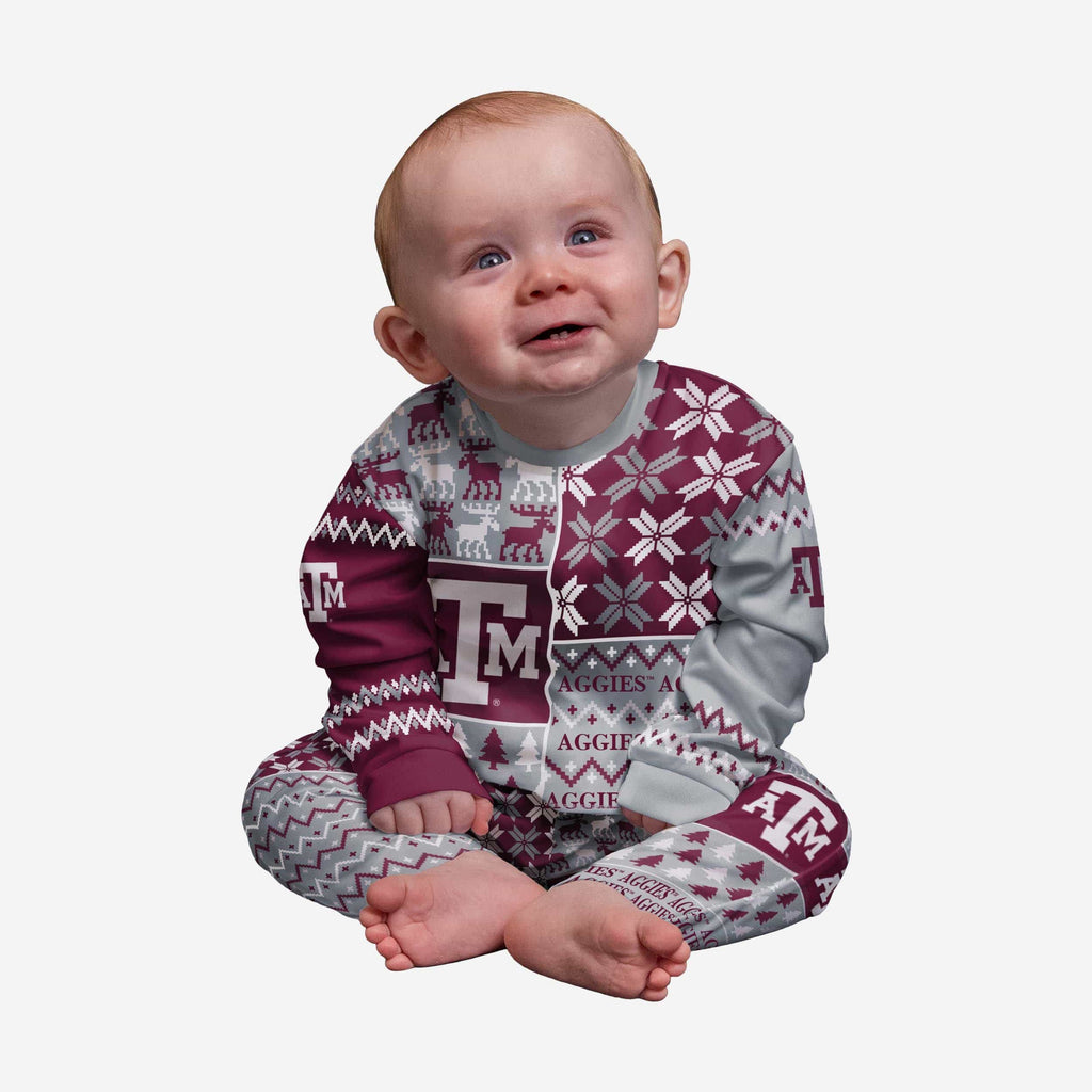 Texas A&M Aggies Infant Busy Block Family Holiday Pajamas FOCO 12 mo - FOCO.com