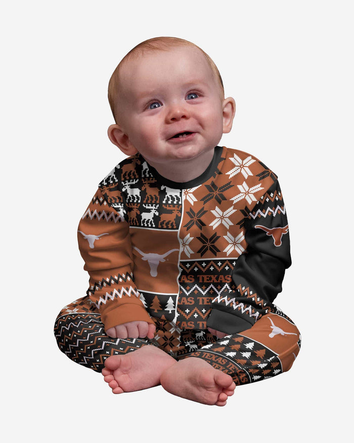 Texas Longhorns Infant Busy Block Family Holiday Pajamas FOCO 12 mo - FOCO.com