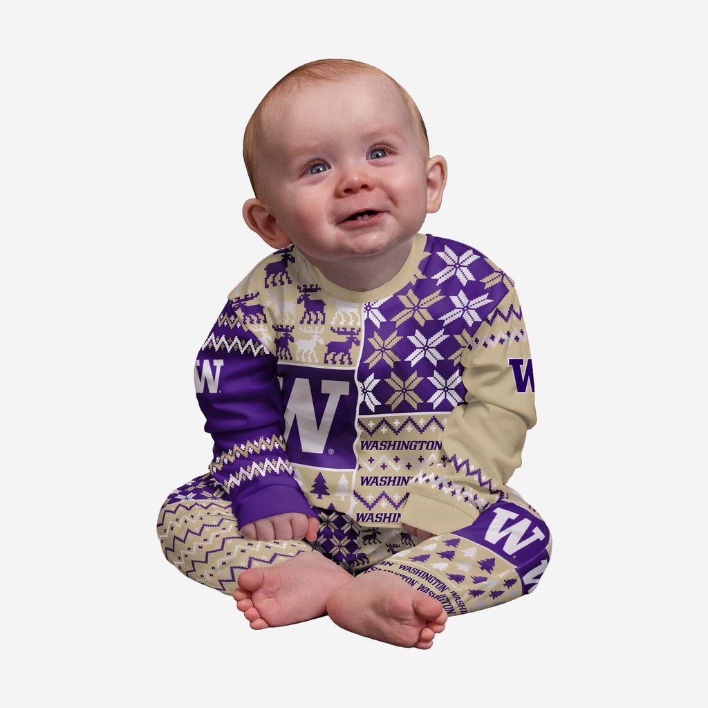 Washington Huskies Infant Busy Block Family Holiday Pajamas FOCO 12 mo - FOCO.com