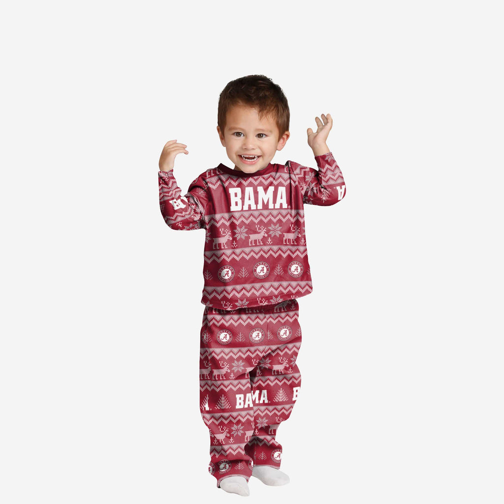 Alabama Crimson Tide Toddler Ugly Pattern Family Holiday Pajamas FOCO 2T - FOCO.com