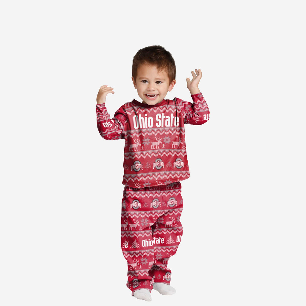 Ohio State Buckeyes Toddler Ugly Pattern Family Holiday Pajamas FOCO 2T - FOCO.com