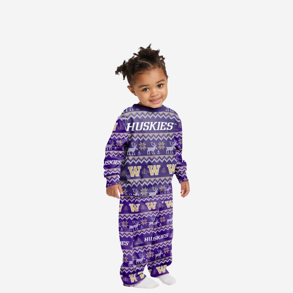 Washington Huskies Toddler Ugly Pattern Family Holiday Pajamas FOCO 2T - FOCO.com