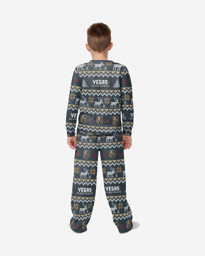 Vegas Golden Knights Youth Ugly Pattern Family Holiday Pajamas FOCO - FOCO.com