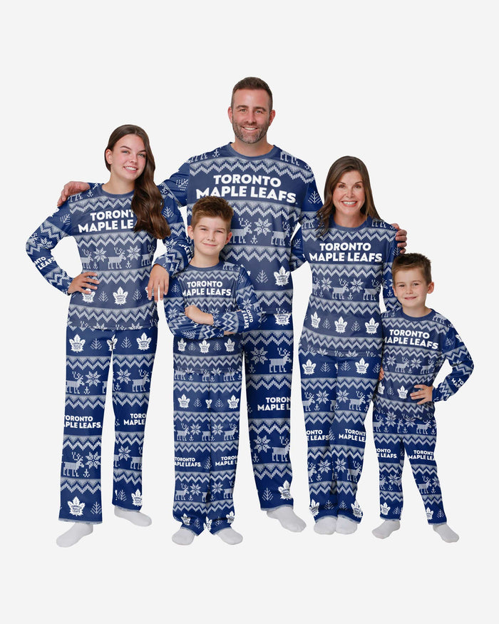 Toronto Maple Leafs Youth Ugly Pattern Family Holiday Pajamas FOCO - FOCO.com