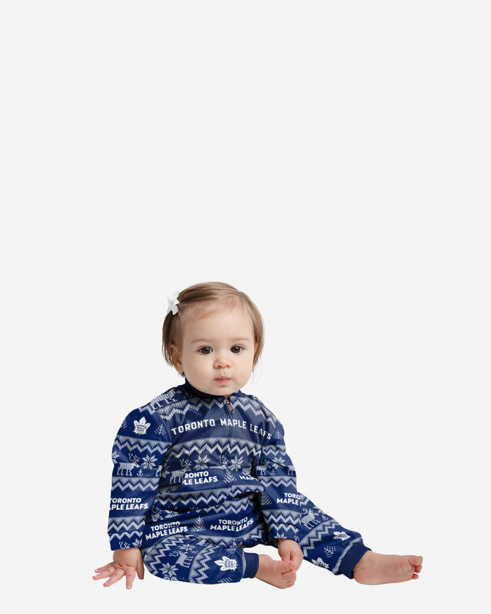 Toronto Maple Leafs Infant Ugly Pattern Family Holiday Pajamas FOCO 12 mo - FOCO.com