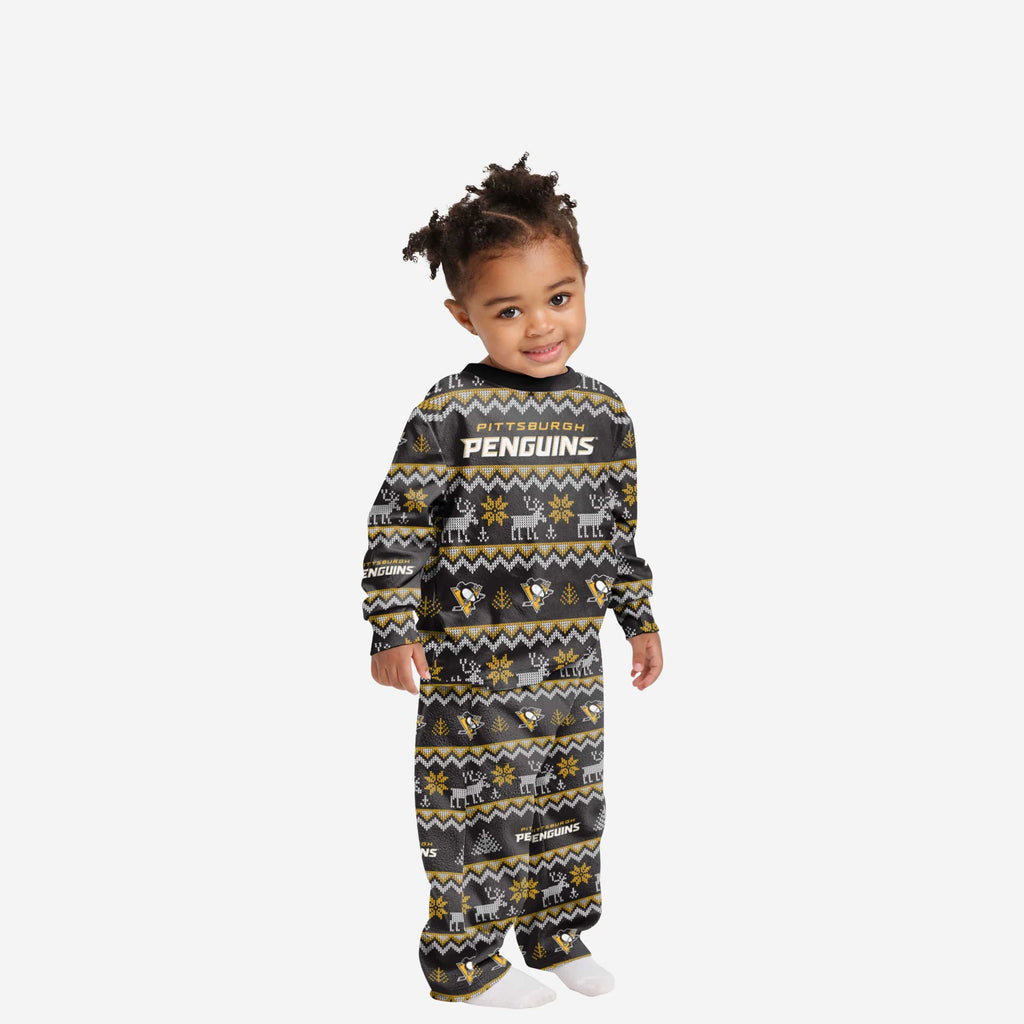 Pittsburgh Penguins Toddler Ugly Pattern Family Holiday Pajamas FOCO 2T - FOCO.com