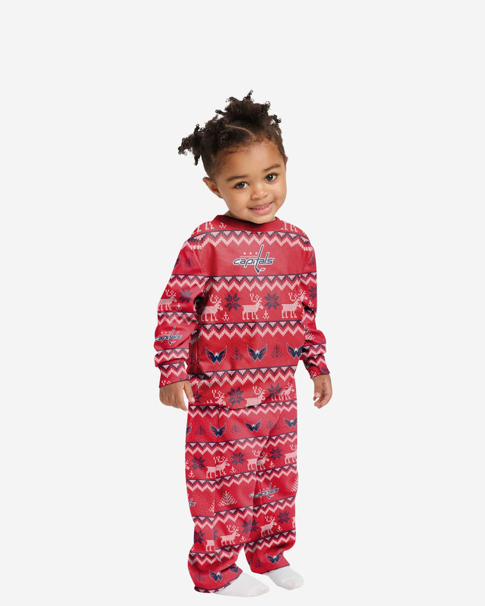 Washington Capitals Toddler Ugly Pattern Family Holiday Pajamas FOCO 2T - FOCO.com