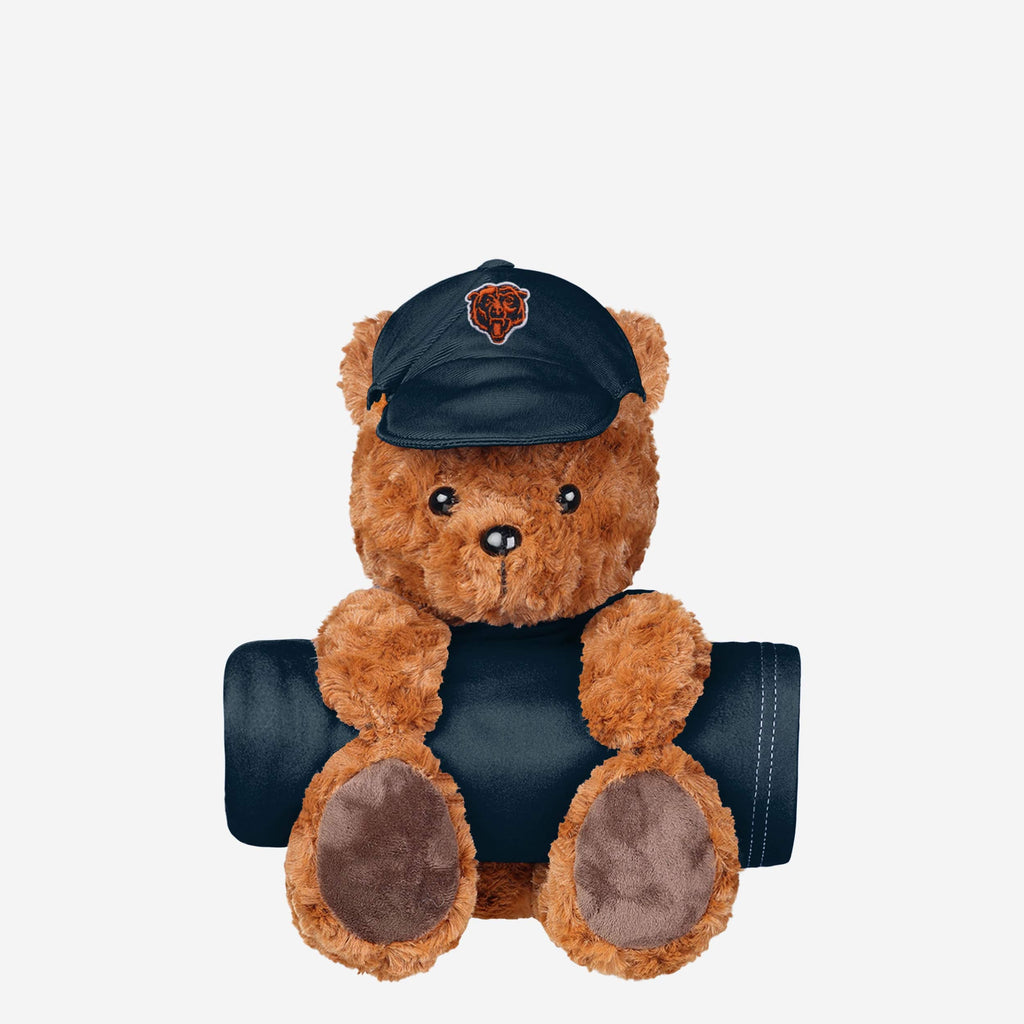 Chicago Bears Throw Blanket With Plush Bear FOCO - FOCO.com