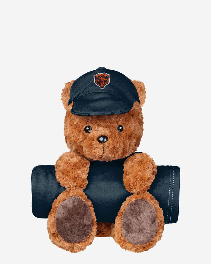 Chicago Bears Throw Blanket With Plush Bear FOCO - FOCO.com