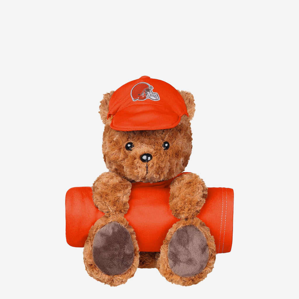 Cleveland Browns Throw Blanket With Plush Bear FOCO - FOCO.com