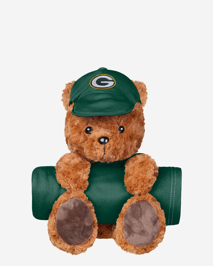 Green Bay Packers Throw Blanket With Plush Bear FOCO - FOCO.com