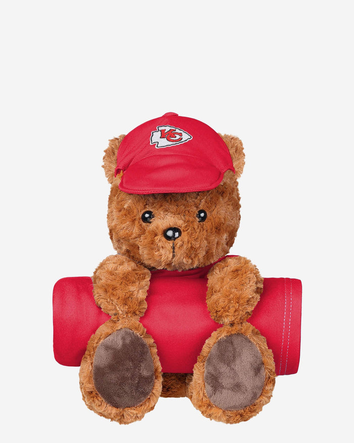 Kansas City Chiefs Throw Blanket With Plush Bear FOCO - FOCO.com