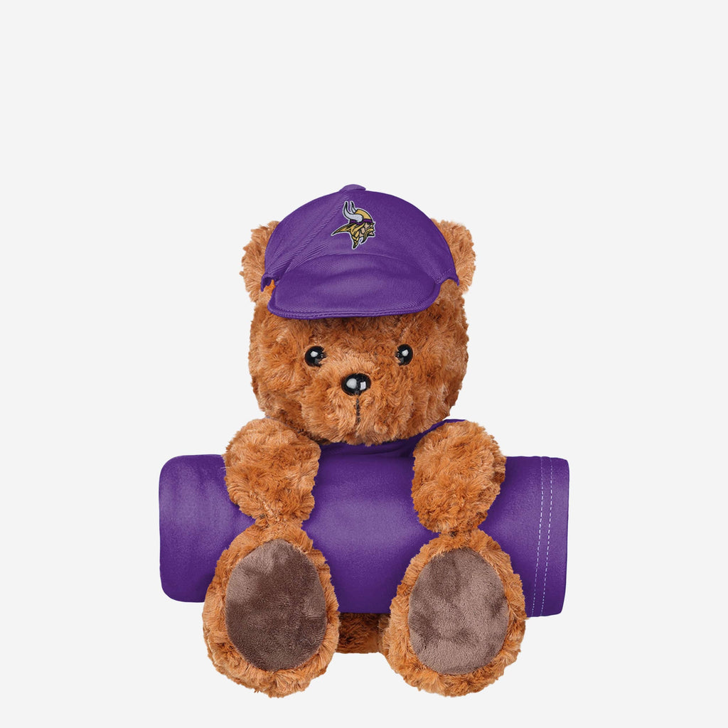 Minnesota Vikings Throw Blanket With Plush Bear FOCO - FOCO.com