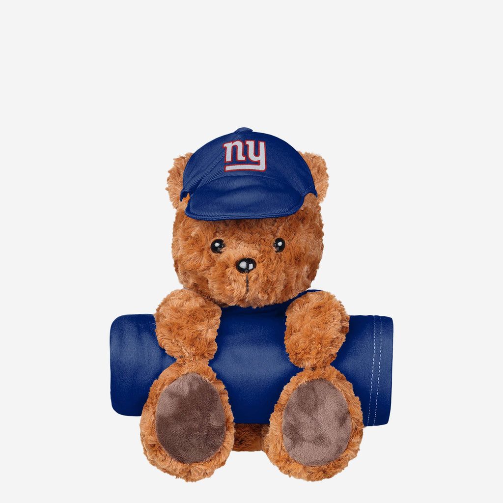 New York Giants Throw Blanket With Plush Bear FOCO - FOCO.com