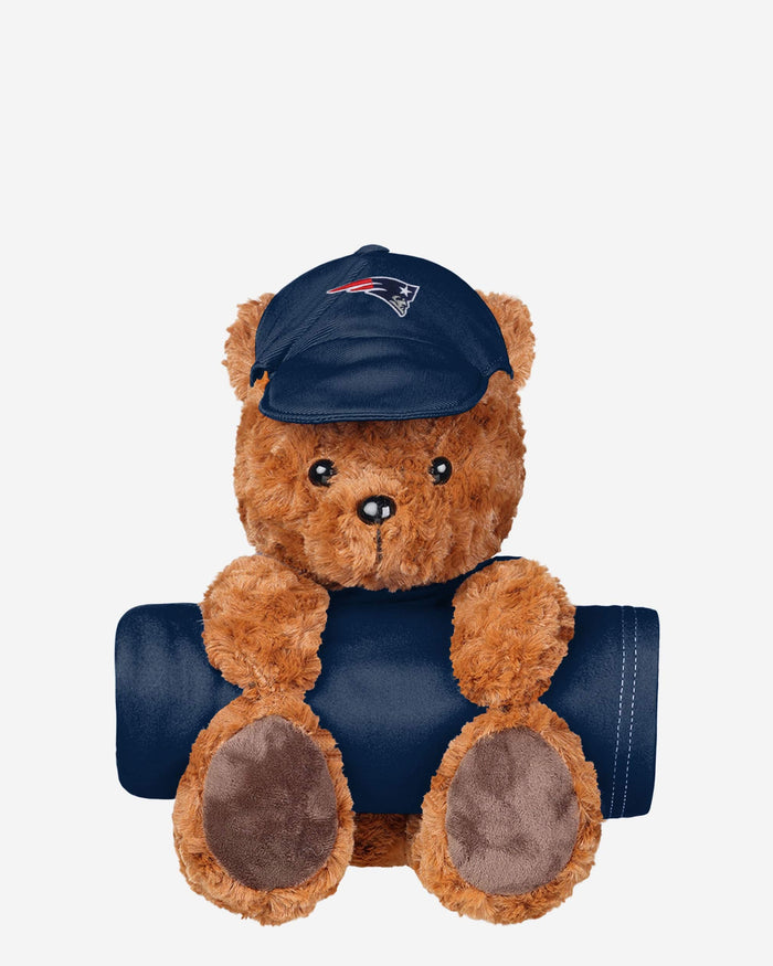 New England Patriots Throw Blanket With Plush Bear FOCO - FOCO.com