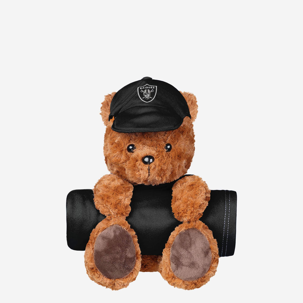 Las Vegas Raiders Throw Blanket With Plush Bear FOCO - FOCO.com