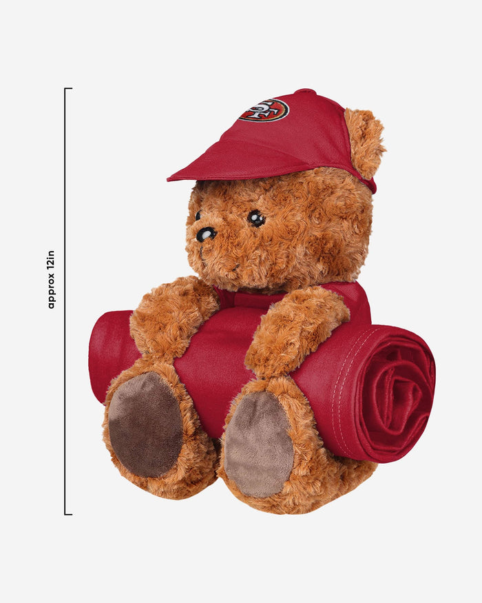 San Francisco 49ers Throw Blanket With Plush Bear FOCO - FOCO.com