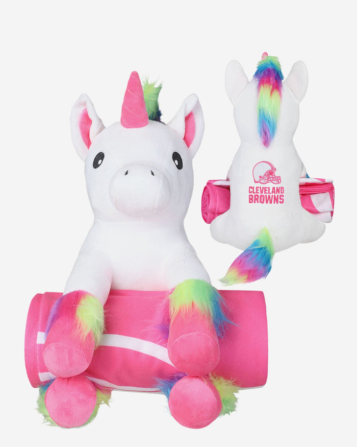 Cleveland Browns Throw Blanket With Plush Unicorn FOCO - FOCO.com