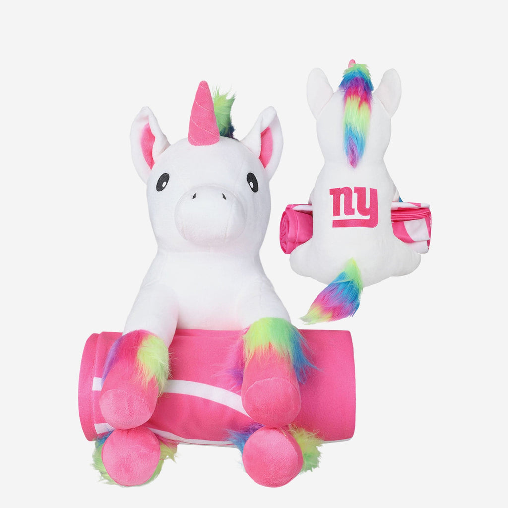 New York Giants Throw Blanket With Plush Unicorn FOCO - FOCO.com