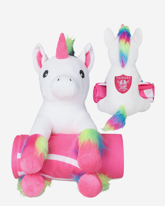 Las Vegas Raiders Throw Blanket With Plush Unicorn FOCO - FOCO.com