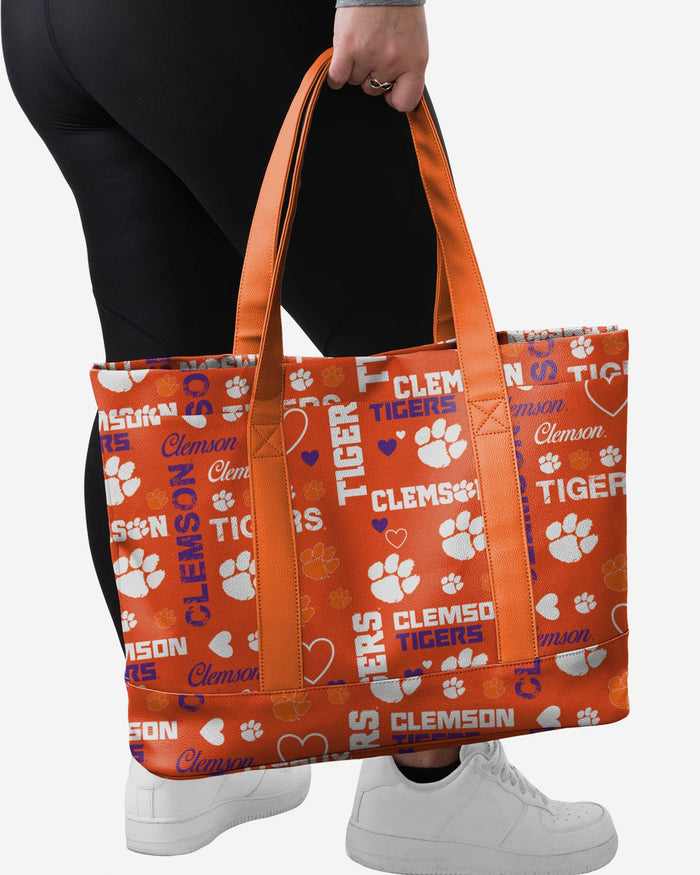 Clemson Tigers Logo Love Tote Bag FOCO - FOCO.com