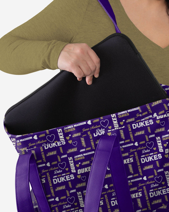 James Madison Dukes Logo Love Tote Bag FOCO - FOCO.com