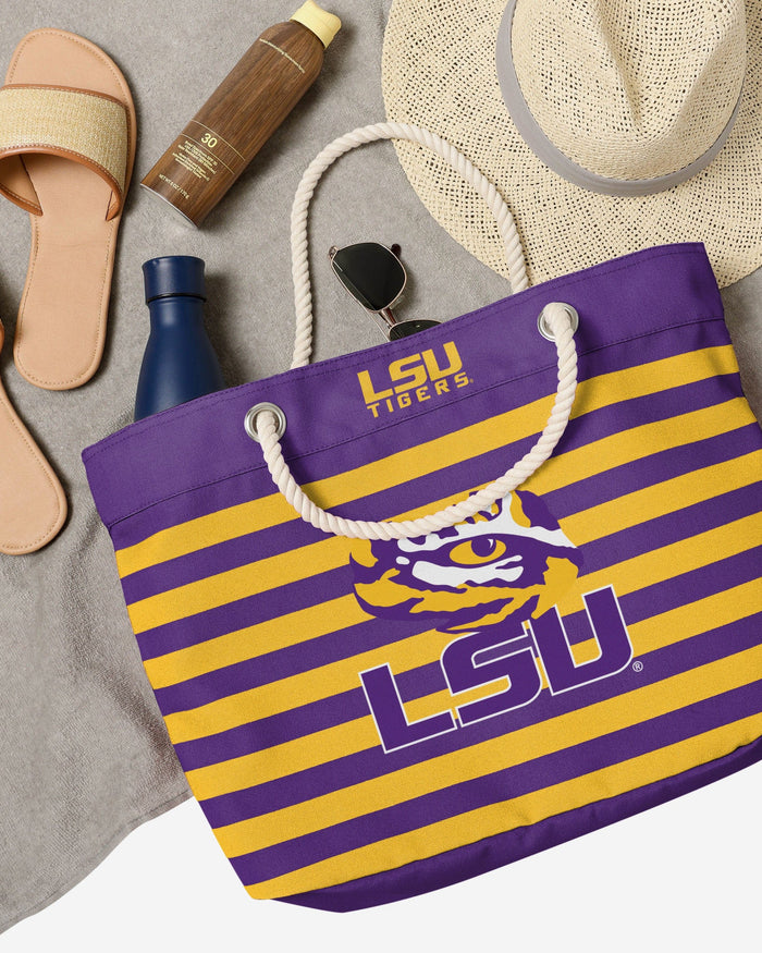 LSU Tigers Nautical Stripe Tote Bag FOCO - FOCO.com