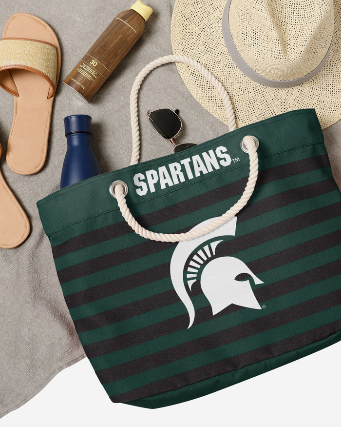 Michigan State Spartans Nautical Stripe Tote Bag FOCO - FOCO.com