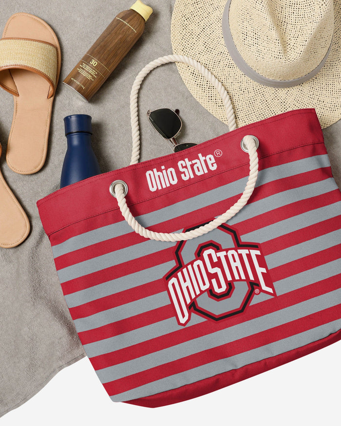 Ohio State Buckeyes Nautical Stripe Tote Bag FOCO - FOCO.com