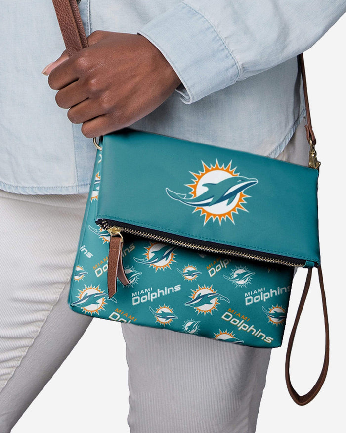 Miami Dolphins Printed Collection Foldover Tote Bag FOCO - FOCO.com