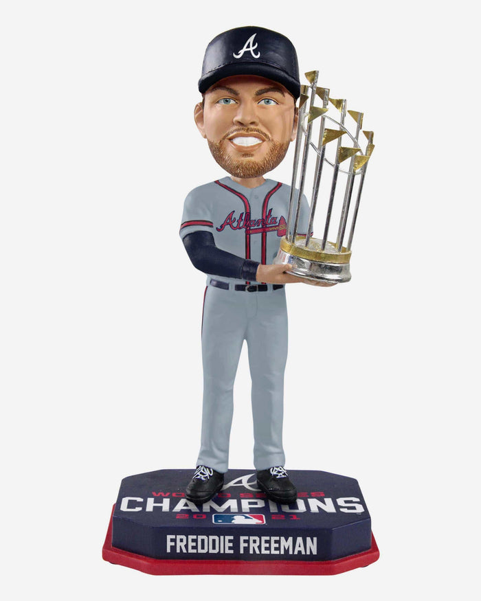 Freddie Freeman Atlanta Braves 2021 World Series Champions Road Jersey Bobblehead FOCO - FOCO.com