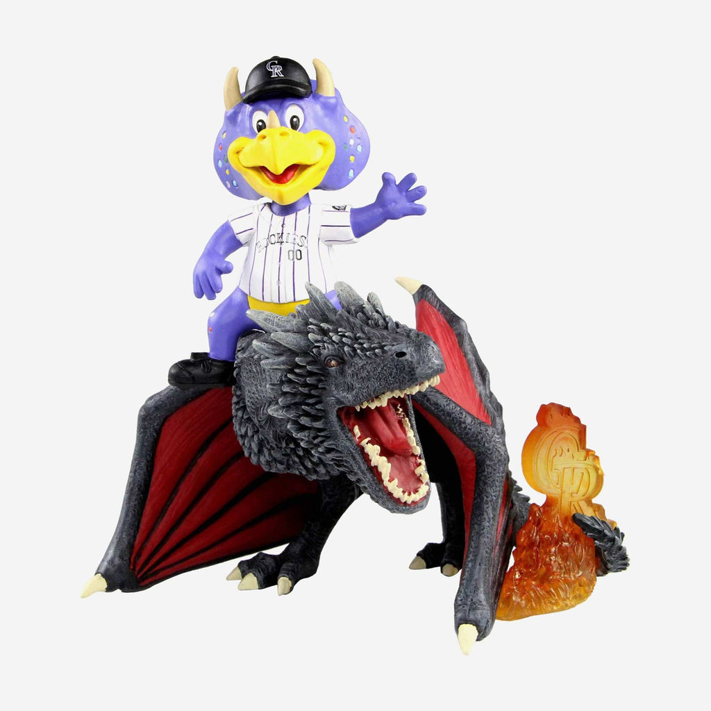 Game of Thrones™ Colorado Rockies Dinger Mascot On Fire Dragon Bobblehead FOCO - FOCO.com