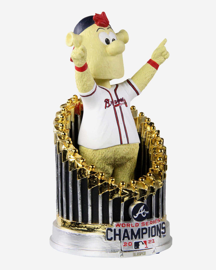 Blooper Atlanta Braves 2021 World Series Champions Mascot In Trophy Bobblehead FOCO - FOCO.com