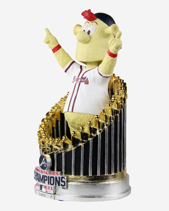 Blooper Atlanta Braves 2021 World Series Champions Mascot In Trophy Bobblehead FOCO - FOCO.com