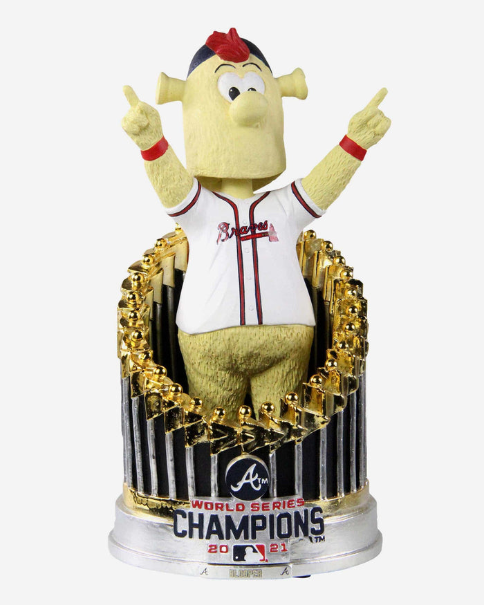 Blooper Atlanta Braves 2021 World Series Champions Mascot In Trophy Bobblehead FOCO - FOCO.com