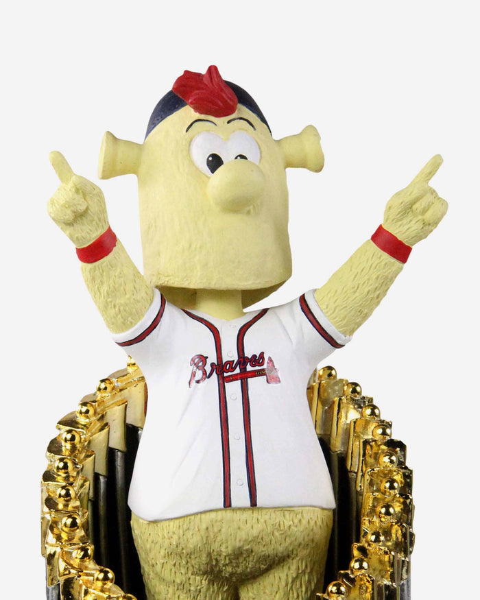 Blooper Atlanta Braves 2021 World Series Champions Mascot In Trophy Bobblehead FOCO - FOCO.com