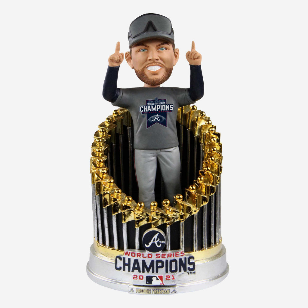 Freddie Freeman Atlanta Braves 2021 World Series Champions Player In Trophy Bobblehead FOCO - FOCO.com