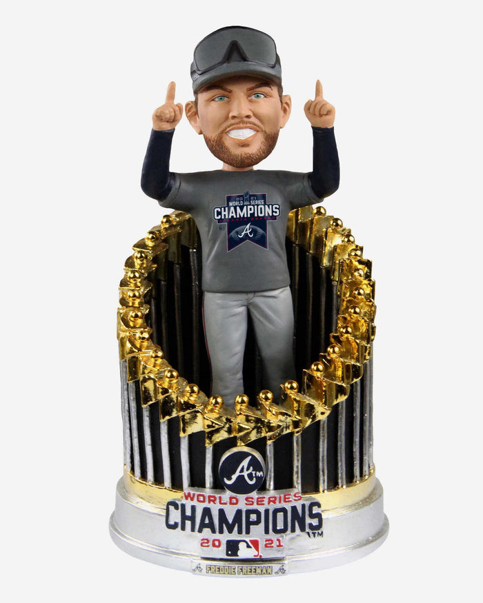 Freddie Freeman Atlanta Braves 2021 World Series Champions Player In Trophy Bobblehead FOCO - FOCO.com