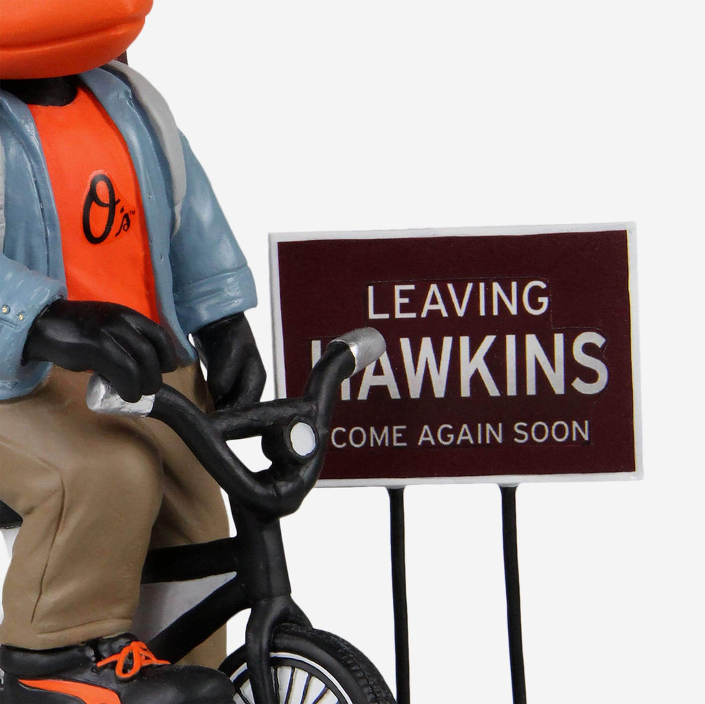 The Oriole Bird Baltimore Orioles Stranger Things Mascot On Bike Bobbl FOCO