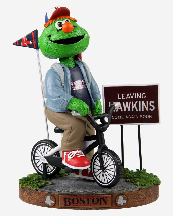 Wally The Green Monster Boston Red Sox Stranger Things Mascot On Bike Bobblehead FOCO - FOCO.com