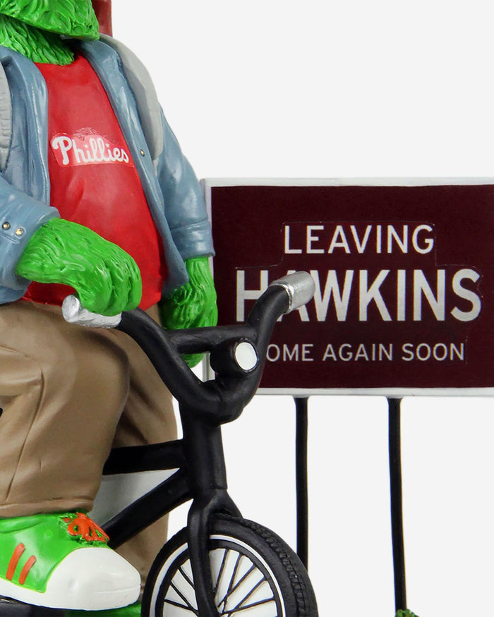 Phillie Phanatic Philadelphia Phillies Stranger Things Mascot On Bike Bobblehead FOCO - FOCO.com