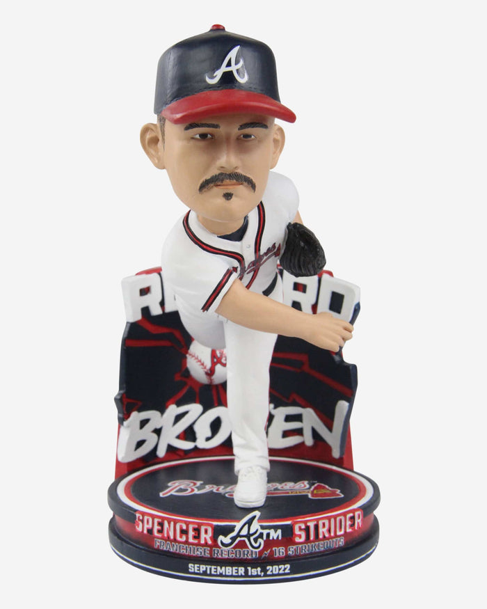 Spencer Strider Atlanta Braves 16 Strikeout Franchise Record Bobblehead FOCO - FOCO.com