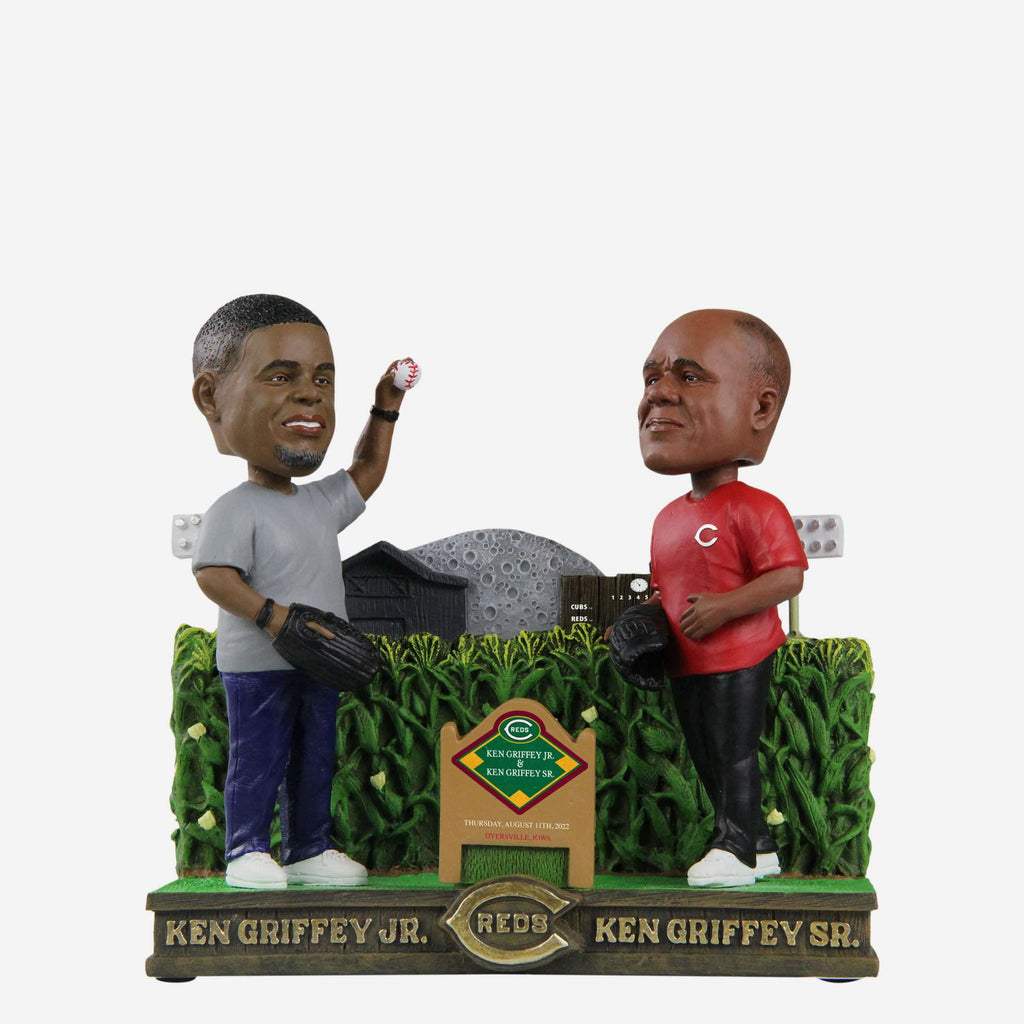 Ken Griffey Sr & Ken Griffey Jr Cincinnati Reds 2022 Dyersville Cornfield Dual Bobblehead FOCO - FOCO.com